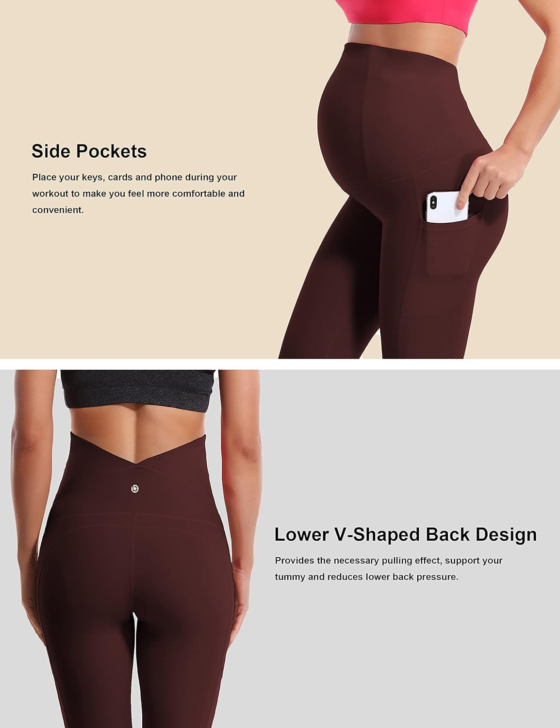 Maternity Yoga Leggings - Over the Belly Soft Stretchy Capris with Pockets for Comfortable Pregnancy Workouts (22"/26")