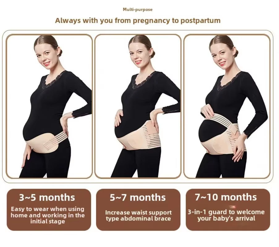 3-In-1 Maternity Belt Pregnancy Support Band with Belly Band Brace for Pain Relief and Postpartum Recovery Adjustable Waist Band