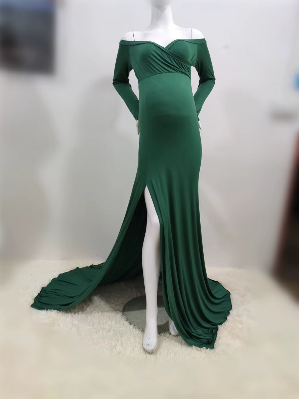 Sexy Shoulderless Maternity Dresses for Photoshoot Maxi Gown Baby Shower Women Pregnant Photography Clothes Long Pregnancy Dress