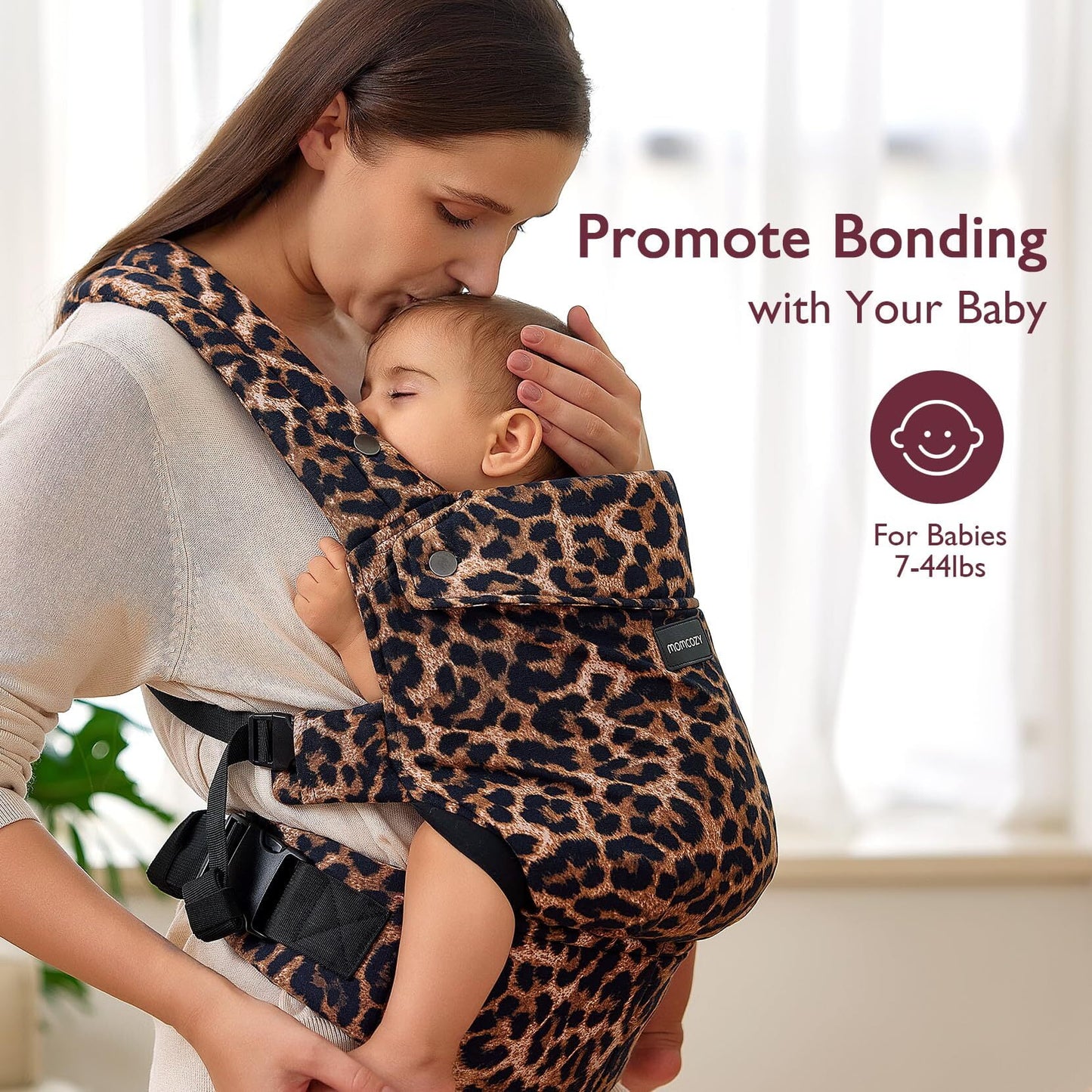 Baby Carrier for Infant to Toddler, Ergonomic, Comfortable and Lightweight, Suitable for Babies 7-44 Lbs, Easy to Wear, Hands Free, Enhanced Lumbar Support