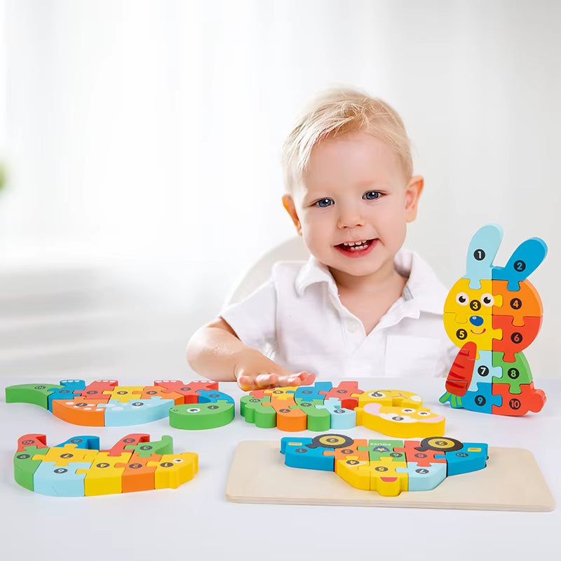 Early Education Puzzle for Young Children and Babies, Standing Volume Wooden Puzzle, Grab Board Toy