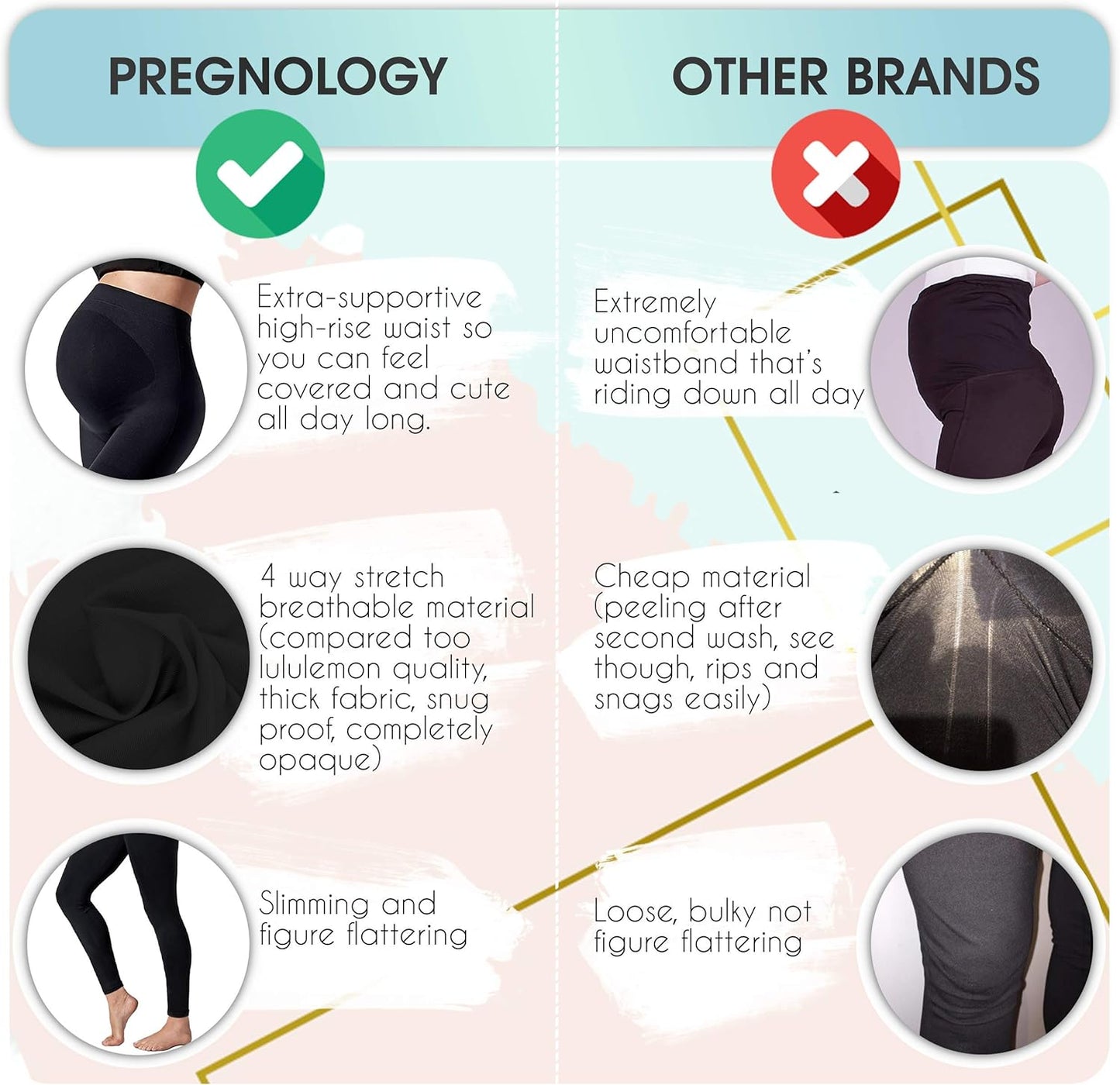 Maternity Shorts Maternity Leggings over the Belly Pregnancy Biker Shorts Maternity Pants with Extra Back Support (Black Leggings, Small)