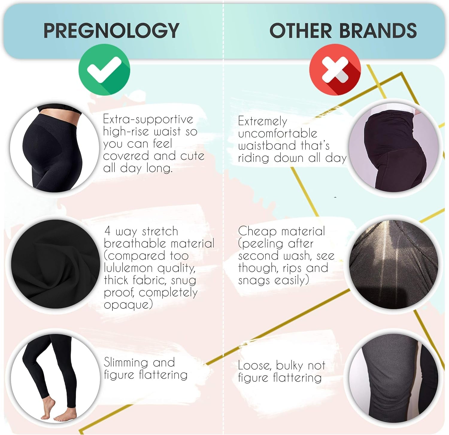 Maternity Shorts Maternity Leggings over the Belly Pregnancy Biker Shorts Maternity Pants with Extra Back Support (Black Leggings, Small)