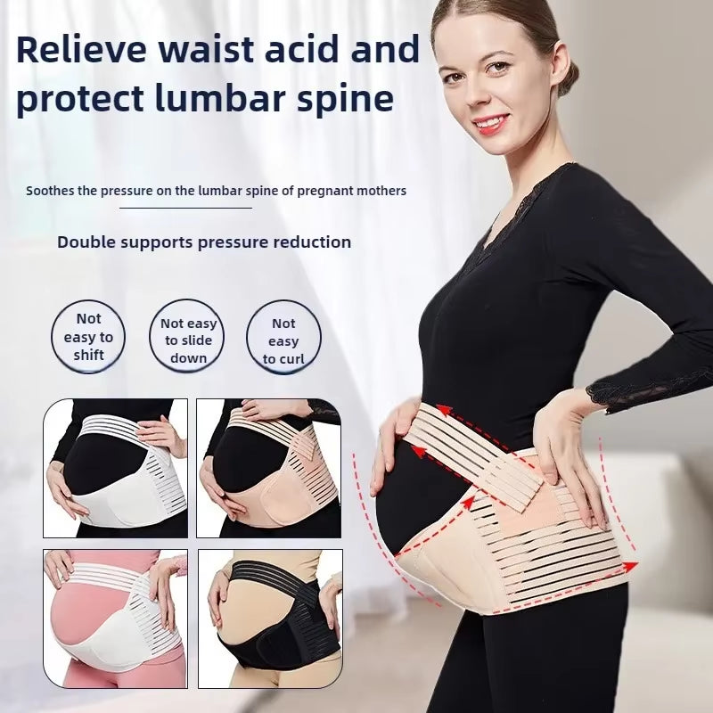 3-In-1 Maternity Belt Pregnancy Support Band with Belly Band Brace for Pain Relief and Postpartum Recovery Adjustable Waist Band