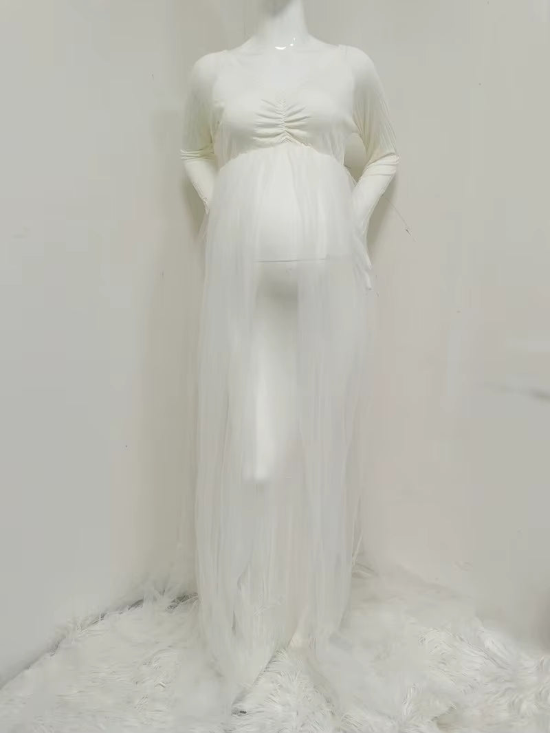 Pink Maternity Dresses Photography Props Shoulderless Pregnancy Long Dress for Pregnant Women Maxi Gown Baby Showers Photo Shoot