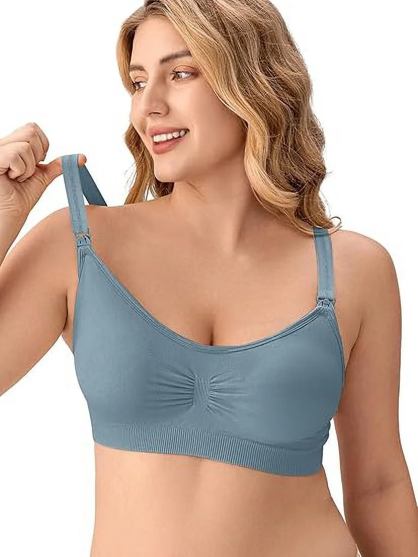 5 Pack Nursing Bras for Breastfeeding Womens Maternity Bras Seamless Wireless Sleeping Bra with Bra Extenders
