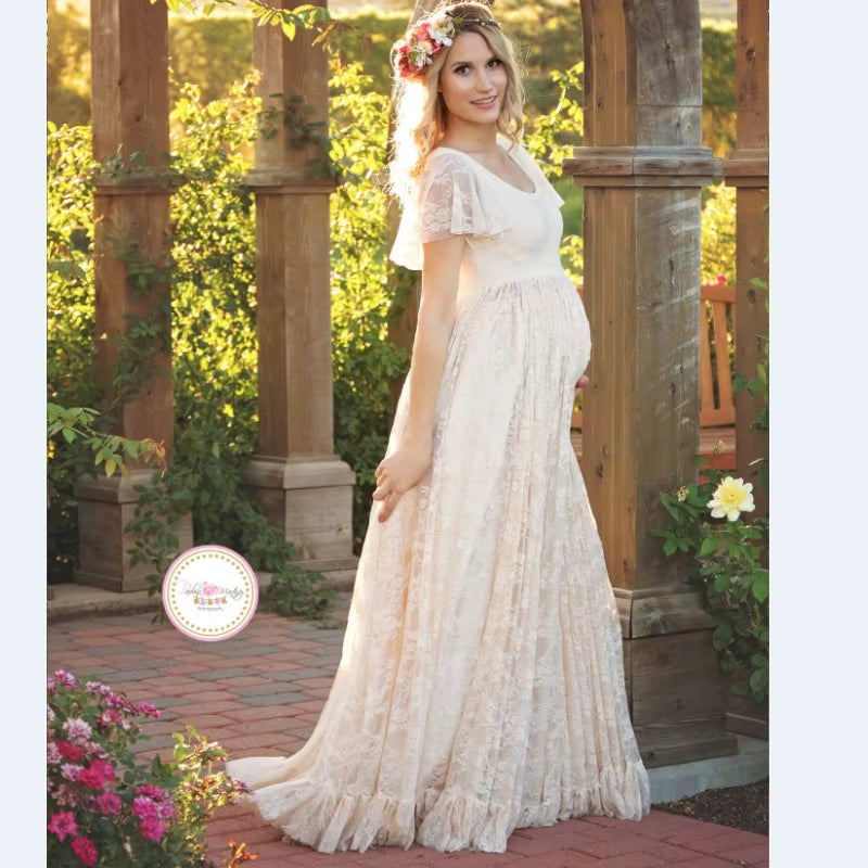 Elegant 2025 Maternity Lace Skirt for Stunning Pregnancy Photography - Perfect Dress for Expecting Moms