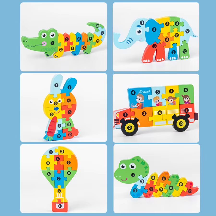 Early Education Puzzle for Young Children and Babies, Standing Volume Wooden Puzzle, Grab Board Toy