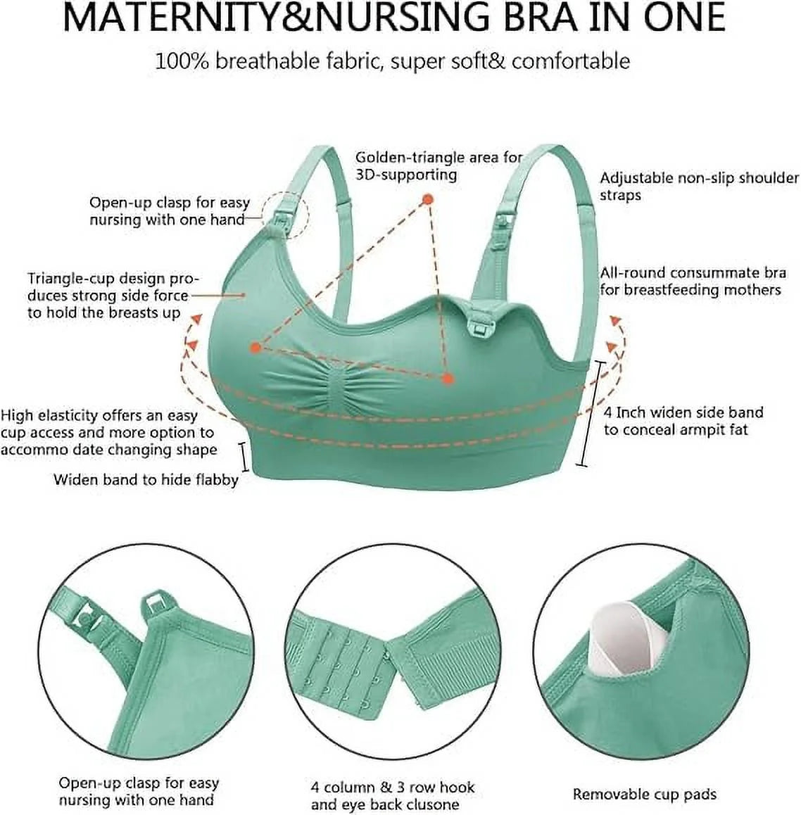 5 Pack Nursing Bras for Breastfeeding Womens Maternity Bras Seamless Wireless Sleeping Bra with Bra Extenders