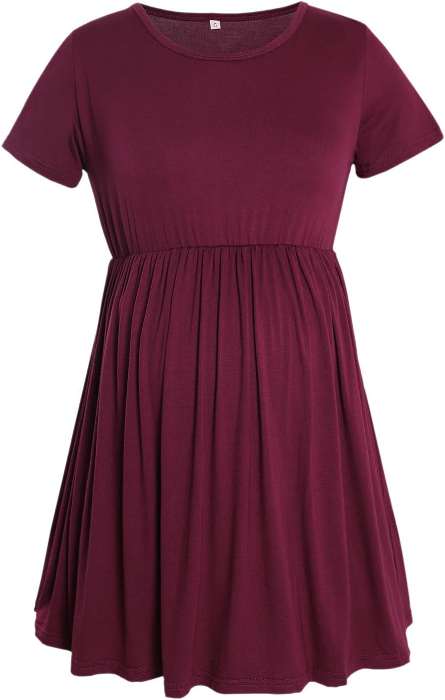 Womens Flattering Maternity Tops Comfy Short Sleeve Pleated Pregnancy Shirt