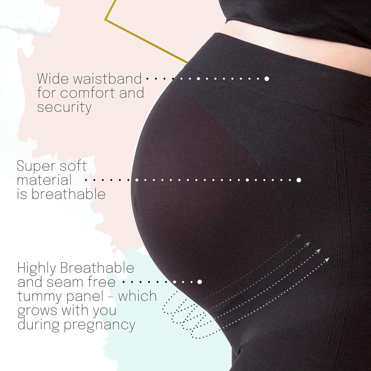 Maternity Shorts Maternity Leggings over the Belly Pregnancy Biker Shorts Maternity Pants with Extra Back Support (Black Leggings, Small)