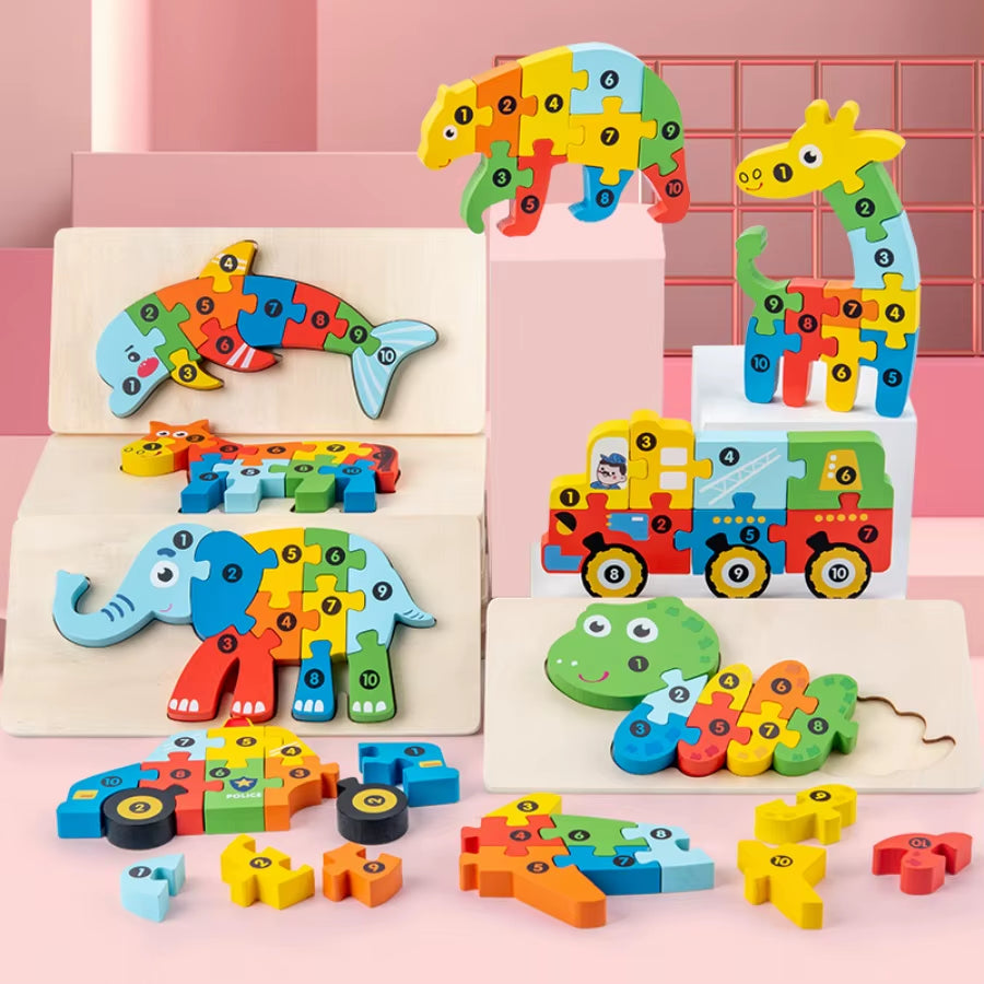 Early Education Puzzle for Young Children and Babies, Standing Volume Wooden Puzzle, Grab Board Toy