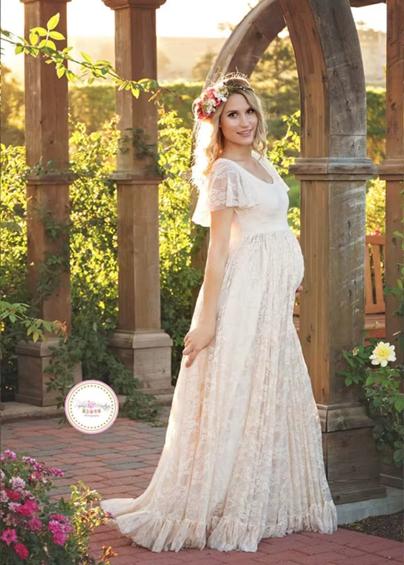 Elegant 2025 Maternity Lace Skirt for Stunning Pregnancy Photography - Perfect Dress for Expecting Moms