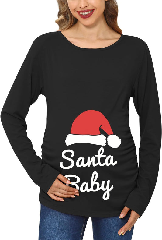 Womens Christmas Ugly Scoop Neck Long Sleeve Maternity Tops