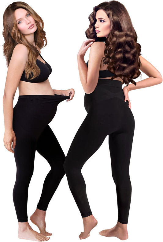 Maternity Shorts Maternity Leggings over the Belly Pregnancy Biker Shorts Maternity Pants with Extra Back Support (Black Leggings, Small)