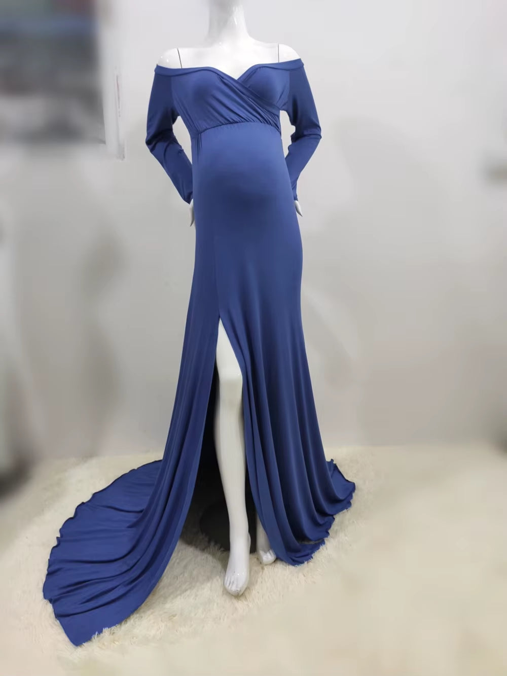 Sexy Shoulderless Maternity Dresses for Photoshoot Maxi Gown Baby Shower Women Pregnant Photography Clothes Long Pregnancy Dress